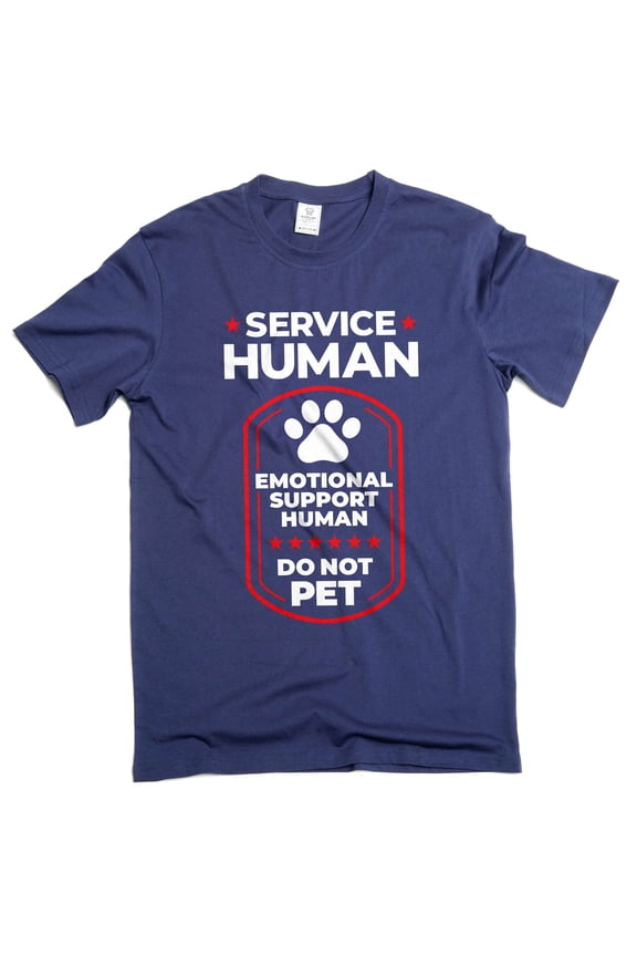 Men's Service Human Shirt Emotional Support Tee Funny Saying T-Shirt Joke Tee (4X-Large Navy Blue)