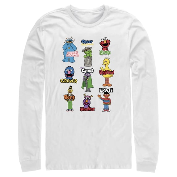 Men's Sesame Street Character Introductions Long Sleeve Shirt