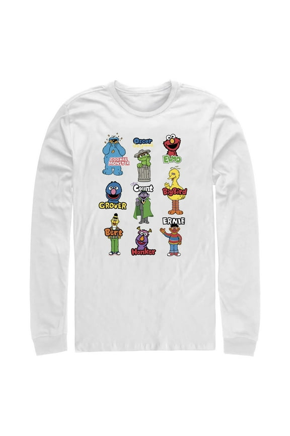 Men's Sesame Street Character Introductions Long Sleeve Shirt