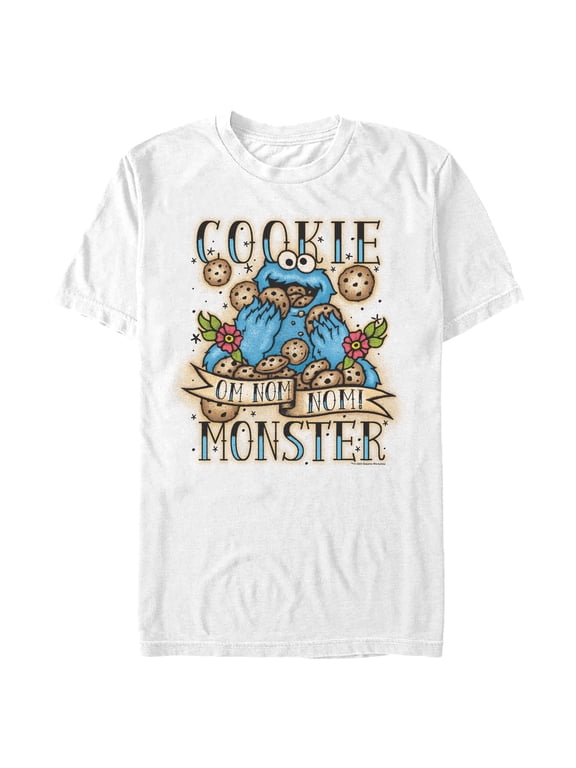 Men's Sesame Street Cookie Monster Om Nom Nom Tattoo Graphic T-Shirt