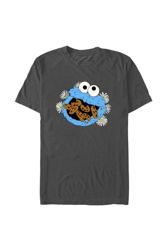 Men's Sesame Street Cookie Monster and Daisies  Graphic T-Shirt