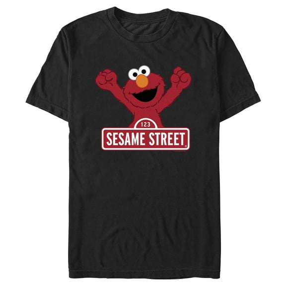 Men's Sesame Street Elmo Red Logo Sign  Graphic T-Shirt
