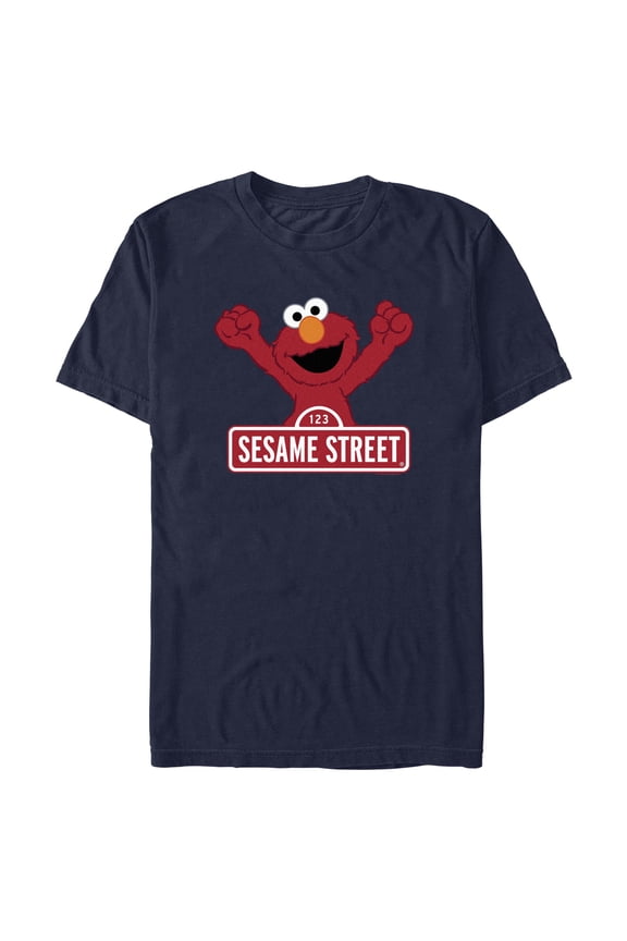 Men's Sesame Street Elmo Red Logo Sign  Graphic T-Shirt