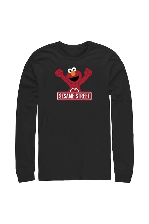 Men's Sesame Street Elmo Red Logo Sign  Long Sleeve Shirt