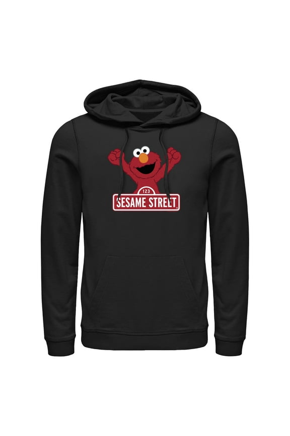 Men's Sesame Street Elmo Red Logo Sign Pull Over Hoodie
