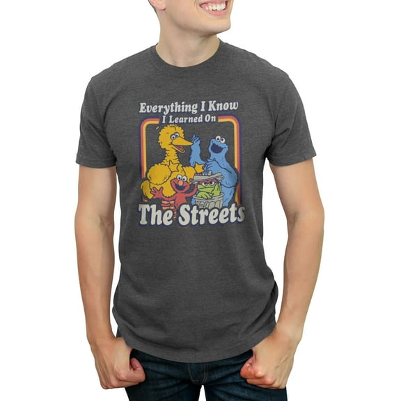 Men's Sesame Street Graphic T-Shirt - Everything I Know I Learned on the Streets,