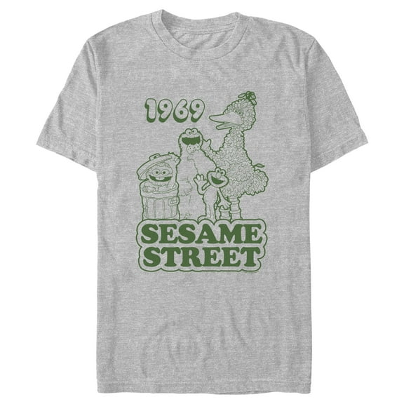 Men's Sesame Street Group Green Outline 1969  Graphic T-Shirt