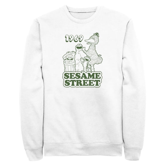 Men's Sesame Street Group Green Outline 1969 Sweatshirt