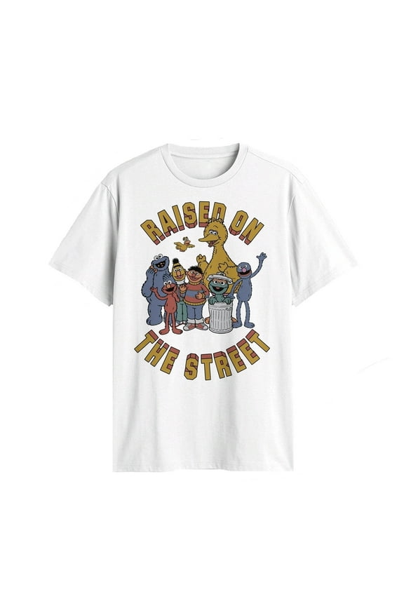 Men's Sesame Street Raised on the Street White Graphic T-Shirt - 2XL