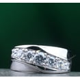 thumbnail image 1 of Men's Seven Stone Diamond Ring, Wavy Row Diamond Engagement Ring, Wide Shank Prong Set Diamond Ring For Men, 2.1 Ct Simulated Diamond, 925 Sterling Silver, 1 of 5