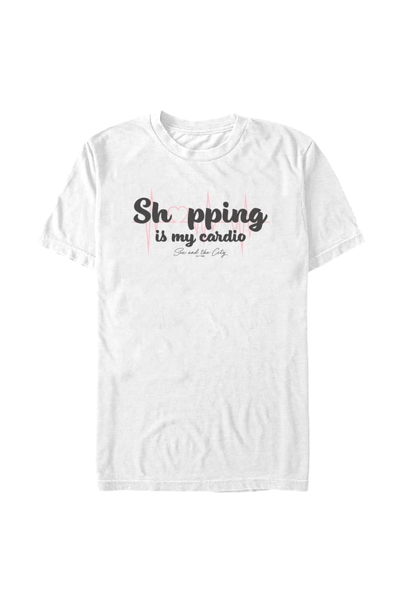 Men's Sex and the City Shopping is My Cardio  Graphic Tee White Medium