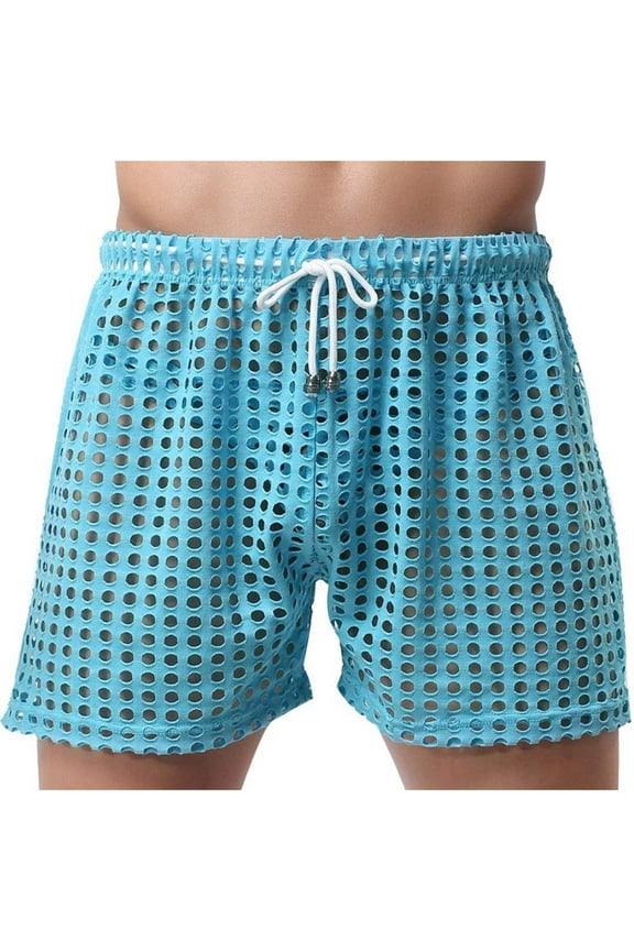Men's Sexy Hollow Boxer Shorts Lingerie Lounge Boxers Underwear Pajamas