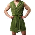 thumbnail image 1 of Men's Sexy Hollow Hooded Sleeveless Robes Bathrobes Mesh See-Through Lingerie Sleepwear Pajamas, 1 of 5