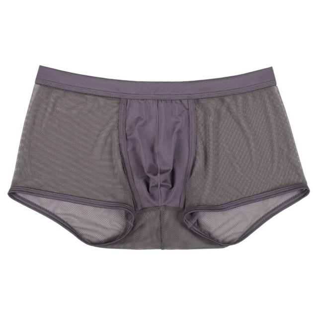 Men's Sexy Mesh Boxer Briefs Hollowed Out Breathable Underwear See ...