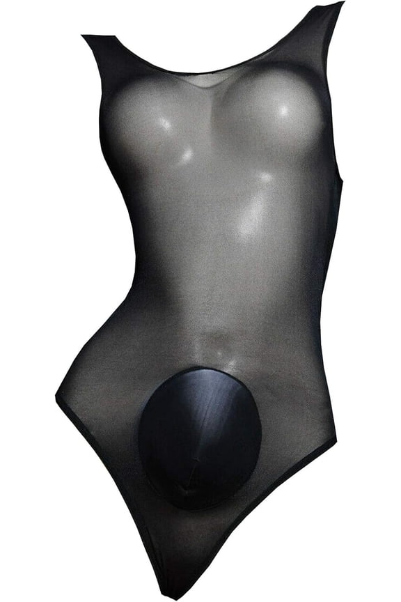 Men's Sexy Nylon Sheer See-Through One-Piece Bodysuit Underwear Thong Leotard Bodystocking