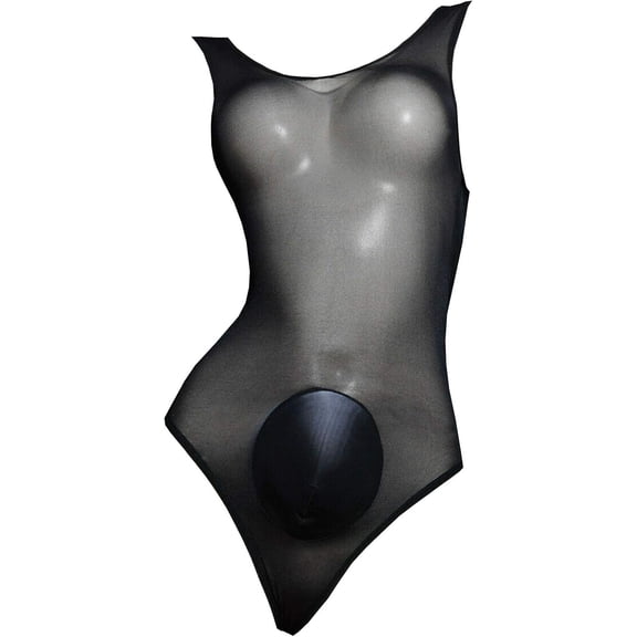 Men's Sexy Nylon Sheer See-Through One-Piece Bodysuit Underwear Thong Leotard Bodystocking