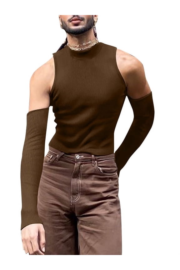 Men's Sexy Off Shoulder Cutout Long Sleeve T-Shirt Tops