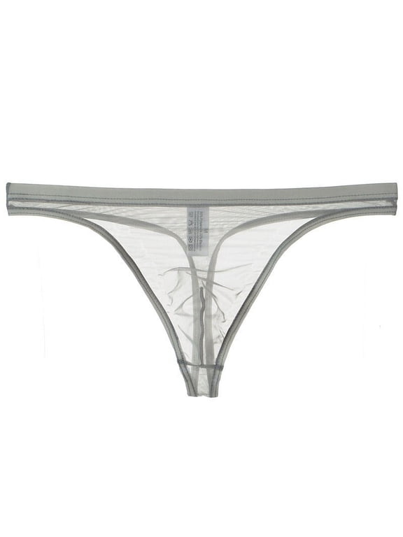 Men's Sexy Sheer Thong G-String Butt Flaunting Tongs Undie T-Back Underwear See Through Mesh Low Waist U Thongs