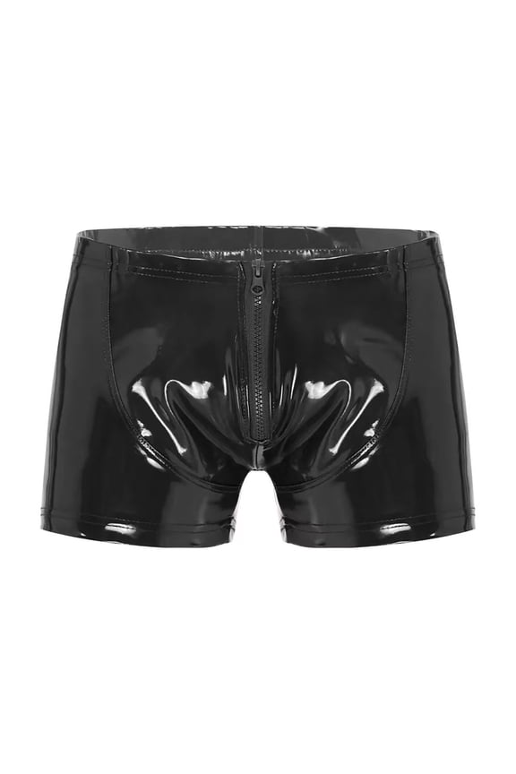 Men's Sexy Skinny Shiny Leather Shorts for Casual Wear Comfortable Stretch Fit Stylish Party Outfit