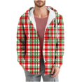 thumbnail image 1 of Men's Shacket Jacket Plaid Check Print Pocket Long Sleeved Button Hooded Fashion Coat Outwear, 1 of 6