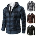 thumbnail image 1 of Men's Shacket Jacket Plaid Solid Color Zipper Pockets Long Sleeve Hooded Fashion Coat Outwear, 1 of 5