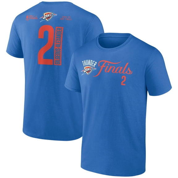 Men's Shai Gilgeous-Alexander Blue Oklahoma City Thunder 2025 NBA Finals Court Vision Name & Number T-Shirt