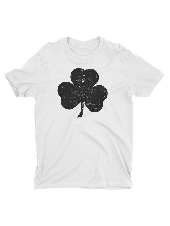 Men's Shamrock Tee White-Black, Distressed, Large