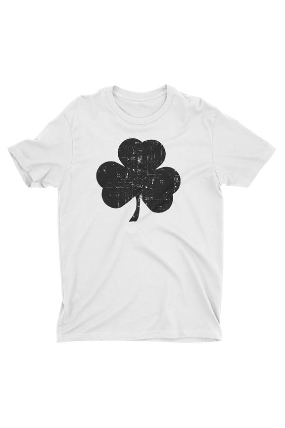 Men's Shamrock Tee White-Black, Distressed, Small
