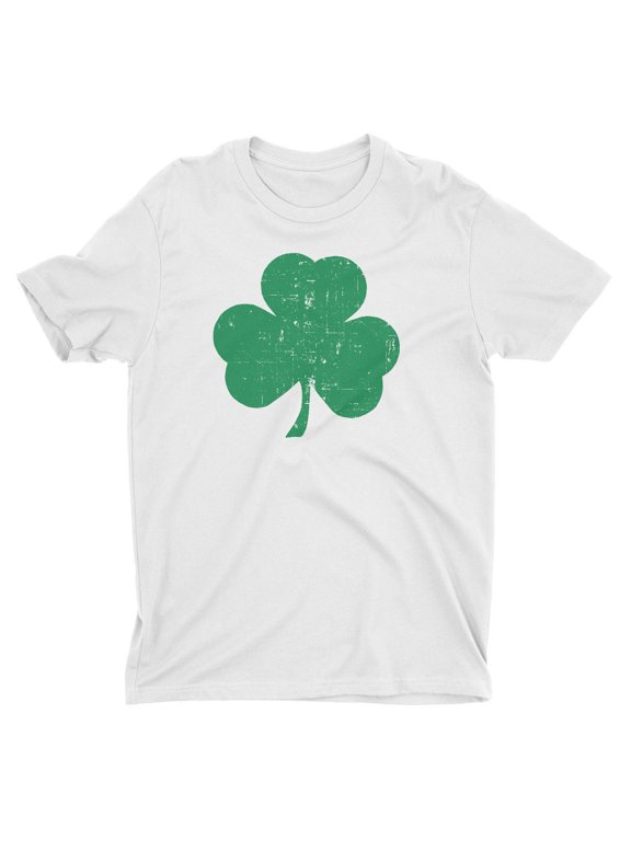 Men's Shamrock Tee White-Green, Distressed, 4XL