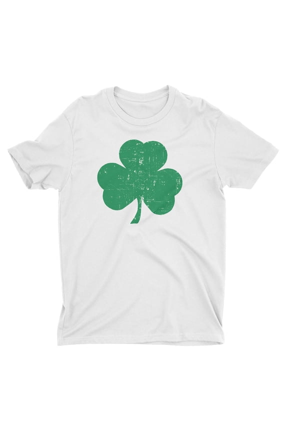 Men's Shamrock Tee White-Green, Distressed, 5XL