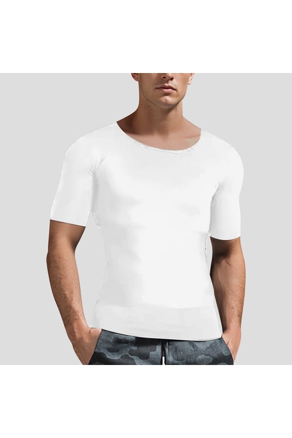 Men's Shapewear Compression Shirt for Body Shaping and Short Sleeve Design Chest Top