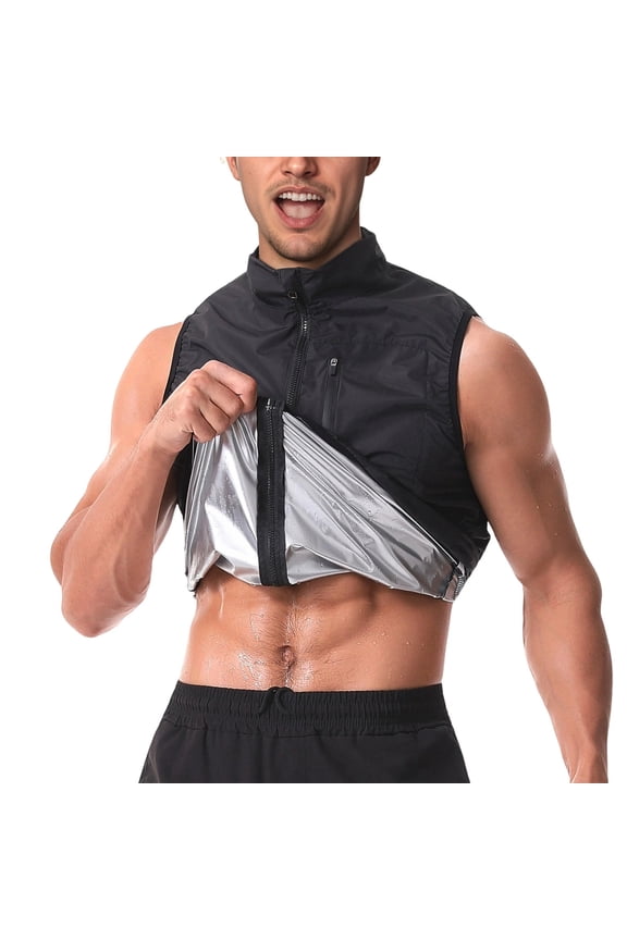 Men's Shapewear Enhanced Sauna Vest for High-Intensity Training and Thermogenic Sweat Compression Shirt for Daily Fitness and Running, XL, Black