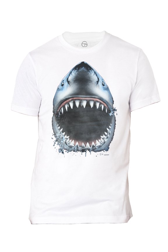 Men's Shark Bite Short-Sleeve T-Shirt - White - Small