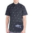 thumbnail image 1 of Men’s Shark Print Button Up Shirt – Casual Novelty Collared Top for Beach, Fishing, Vacations & Parties – Sizes S–4XL, 1 of 9