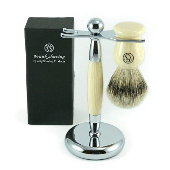 Men's Shaving Set -- FS Silvertip Badger Brush and Ivory Brush and Razor Stand