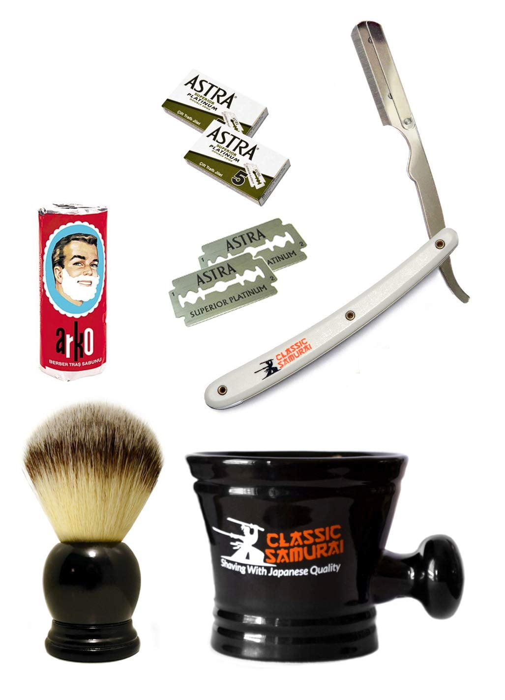 Mens Razor Set Men's Shaving Set with CS-101 White Barber Straight Razor, 10 Astra ...