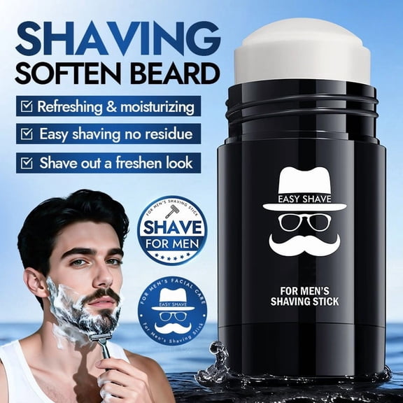 Mens Shaving Stick Softens Beard Refreshing Shave - 40g Travel-Friendly Razor Alternative for Facial Hair Grooming - Gentle Close Shave Stick for Sensitive Skin Use at Home or On the Go