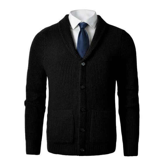 Men's Shawl Collar Cardigan Sweater Button up Merino Wool Sweater