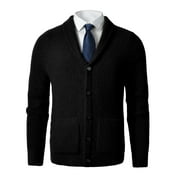 Mens Shawl Collar Cardigan Sweater Button up Merino Wool Sweater