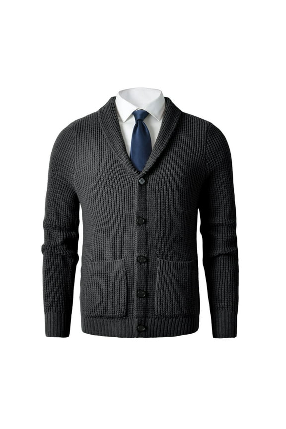 Men's Shawl Collar Cardigan Sweater Button up Merino Wool Sweater