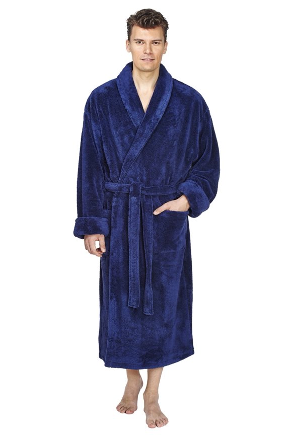 Men's Shawl Collar Fleece Plush Robe Turkish Bathrobe