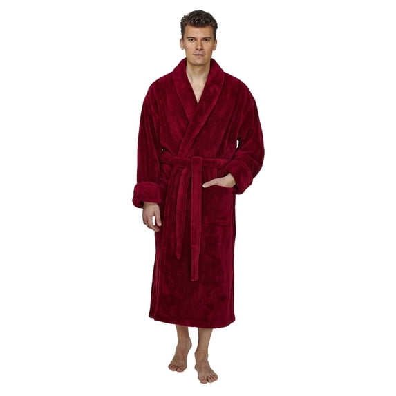 Men's Shawl Collar Fleece Plush Robe Turkish Bathrobe
