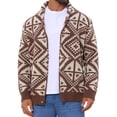thumbnail image 1 of Men's Shawl Collar Long Sleeved Button Pattern Knitwear Cardigan Sweater M Brown, 1 of 6