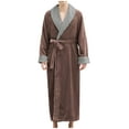 thumbnail image 1 of Men's Shawl Collar Robes Full Length Fleece Plush Bathrobes Soft Long Spa Robe House Coat Male with Belt, 1 of 5
