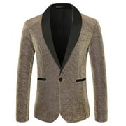 Men's Shawl Lapel Blazer One Button Jacquard Floral Lightweight Sport Coat Casual Suit Jacket for Wedding Party Show