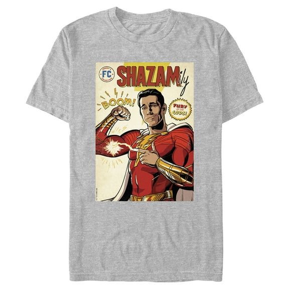 Men's Shazam! Fury of the Gods Shazamily Comic Book Cover  Graphic Tee Athletic Heather Small