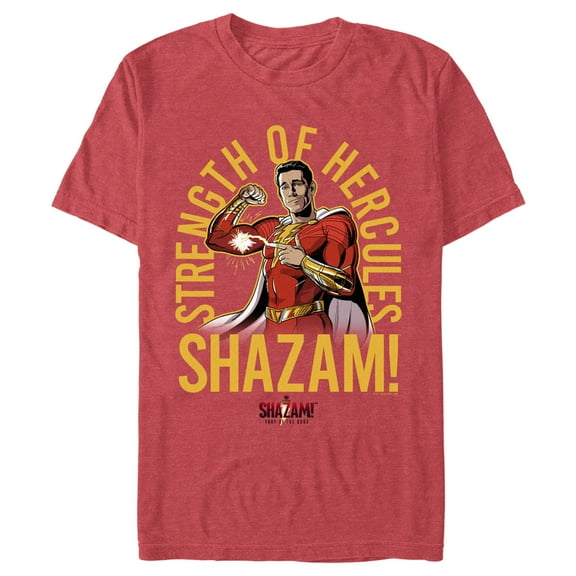 Men's Shazam! Fury of the Gods Strength of Hercules  Graphic Tee Red Heather Large