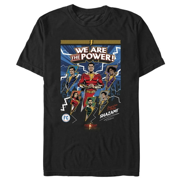 Men's Shazam! Fury of the Gods We Are the Power Comic Book Cover Graphic Tee Black Small