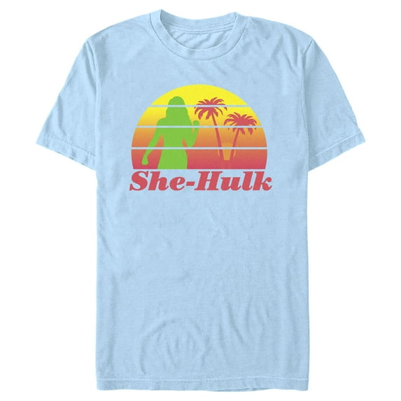 Men's She-Hulk: Attorney at Law Sunset Green Hero Graphic Tee Light Blue 2X Large