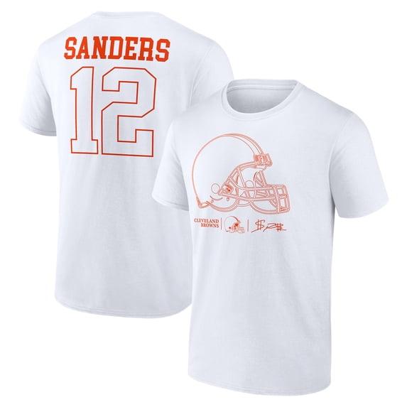 Men's Shedeur Sanders White Cleveland Browns Outline Player T-Shirt